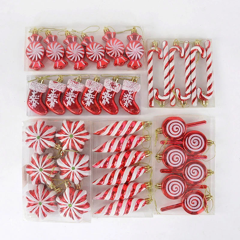 6Pcs Christmas Candy Cane Lollipop Tree Ornaments Set Christmas Ornaments Babs