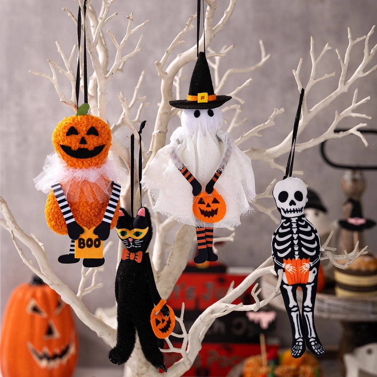 Halloween Hanging Decorations – Pumpkin Ghost Skull Black Cat Set Halloween Hanging Décor Babs