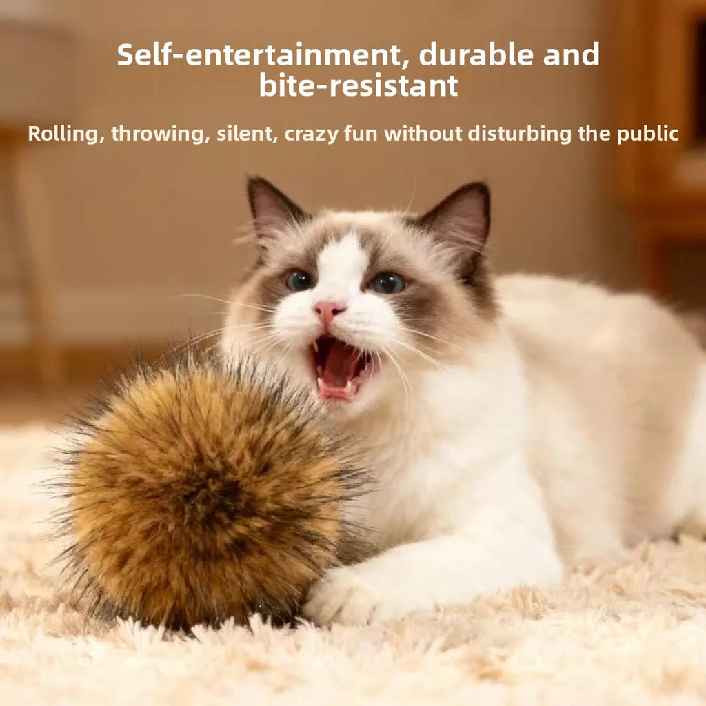Natural Rabbit Fur Cat Toy Balls – Quiet Indoor Cat Toys Cat Toy Balls Babs
