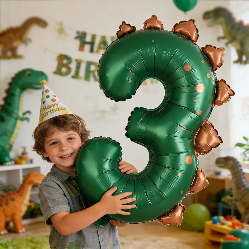 40" Dinosaur Number Foil Balloon – Kids 1st Birthday Party Decor Party Foil Balloon Babs