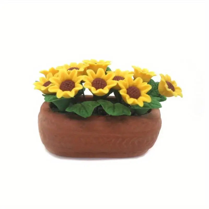 Miniature Clay Sunflower Bonsai | 1:12 Micro Landscape Decor Miniature Décor Prop Babs