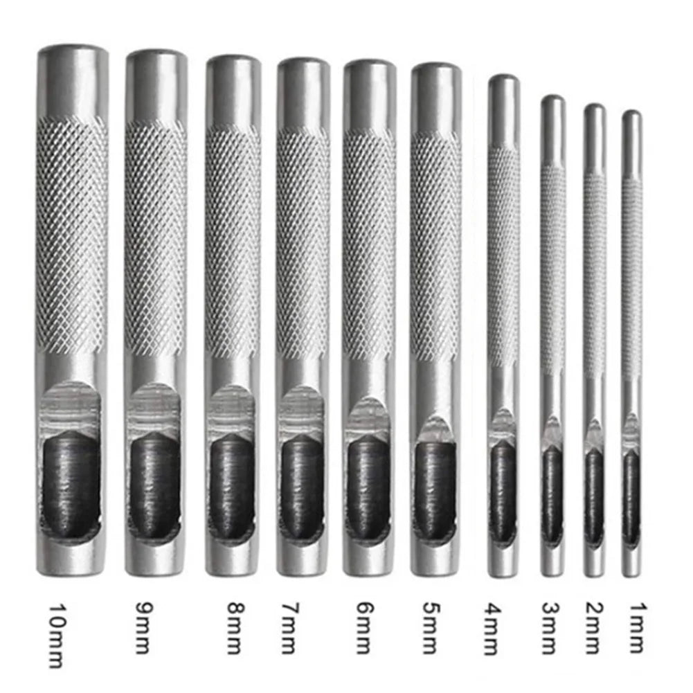 10-Piece Steel Hollow Hole Punch Set for Leather – 1–10mm Hollow Punch Set Babs
