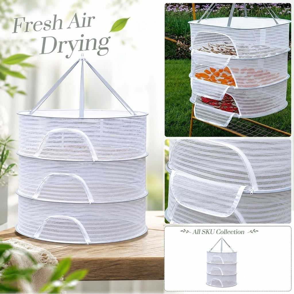 3-Layer Foldable Hanging Mesh Drying Rack – Food, Fish & Herbs Hanging Mesh Drying Rack Babs