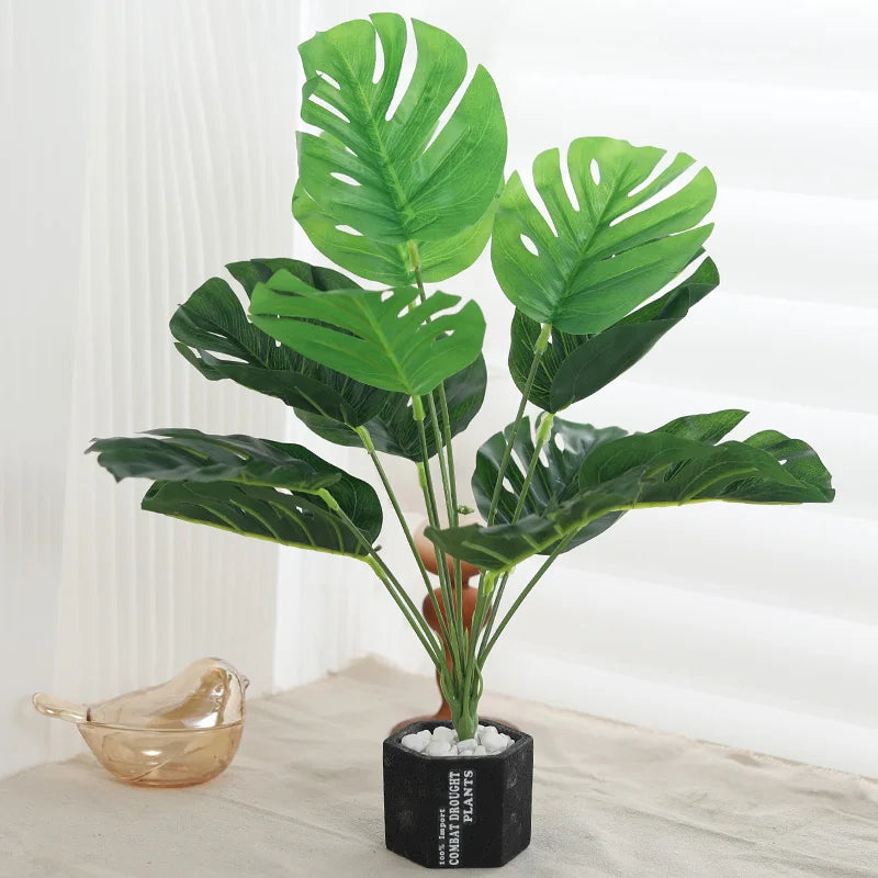 Artificial Monstera Palm Leaf Plant – Tropical Home Decor Artificial Plant Decor Babs
