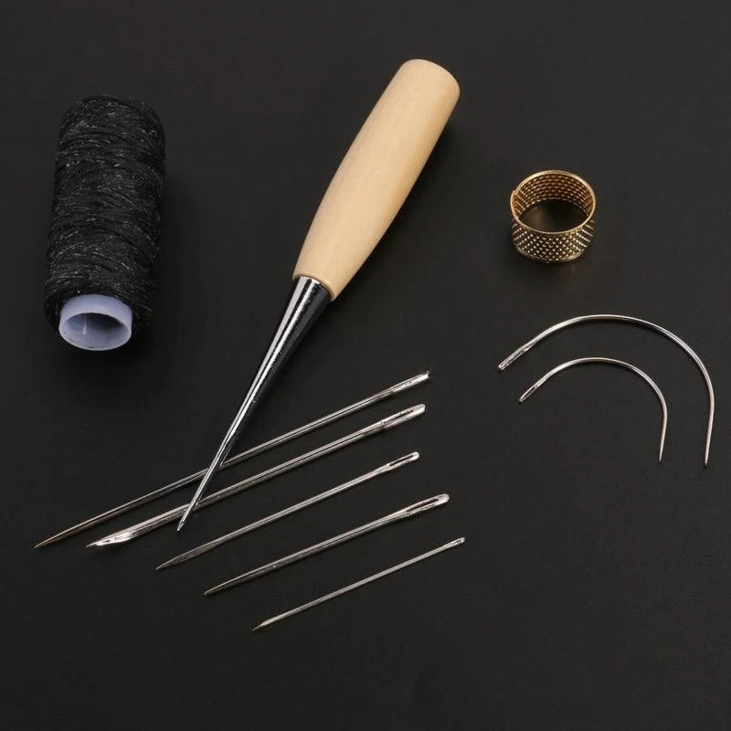 Leather Craft Sewing Awl Kit – Needles, Thimble & Waxed Thread Leathercraft Sewing Kit Babs 1 set