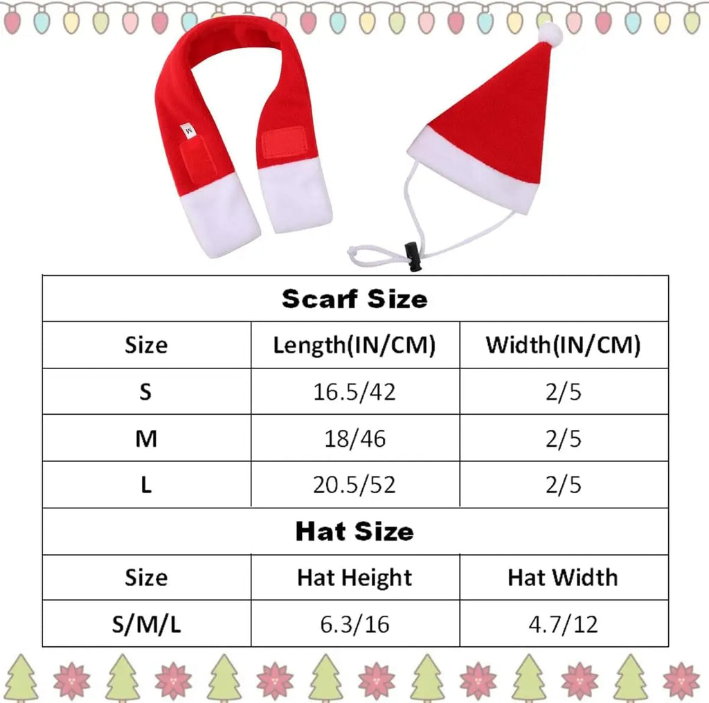 Christmas Santa Hat & Scarf Set for Cats & Small Dogs Pet Costume Set Babs