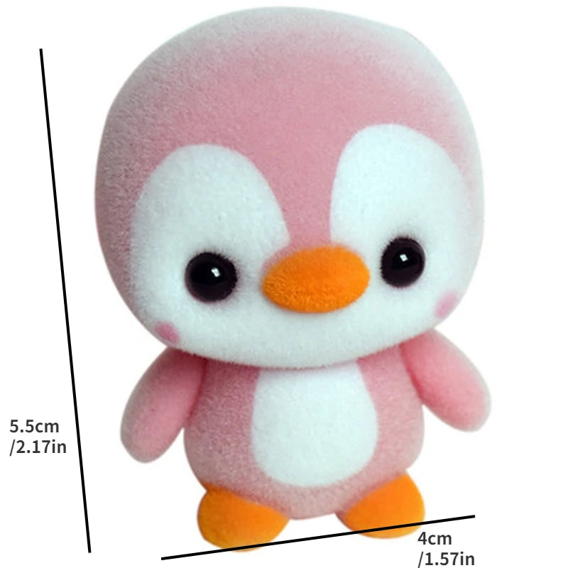 Mini Flocked Kawaii Penguin Doll – 5.5CM PVC Toy, 4 Colors Collectible Figurine Babs