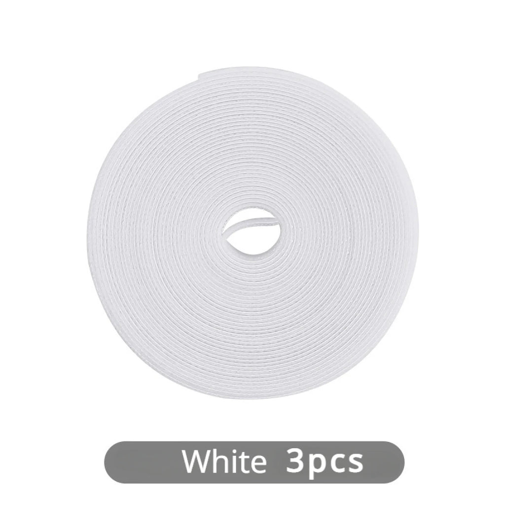 5M Reusable Nylon Cable Organizer – Magic Tape Wire Ties Cable Organizer Babs White 3PCS