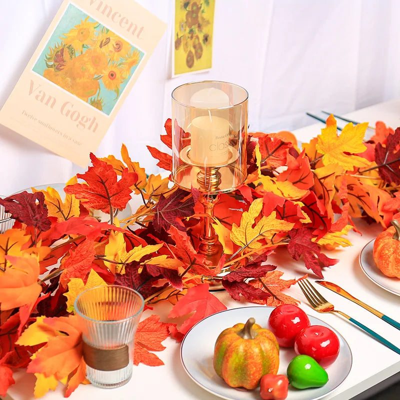 2M Fall Maple Leaf Artificial Garland | Autumn Vine Decor Artificial Leaf Garland Babs