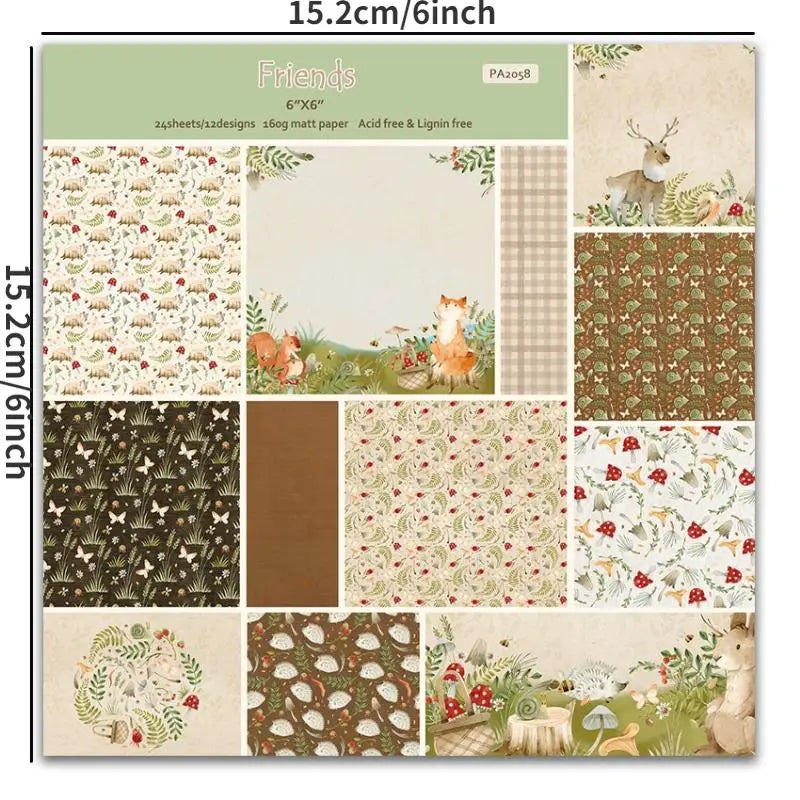 6x6" Vintage Scrapbooking Paper Pad – 20 Assorted Patterns Scrapbooking Paper Pad Babs