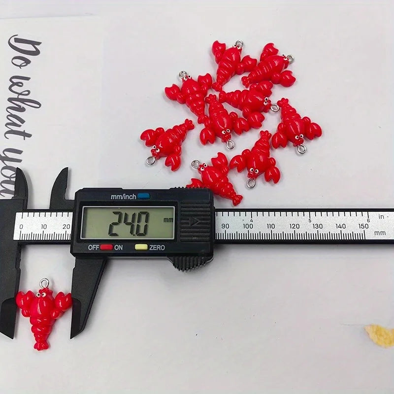 10pcs Kawaii Lobster Resin Charms – DIY Jewelry & Keychain Pendants DIY Jewelry Charms Babs