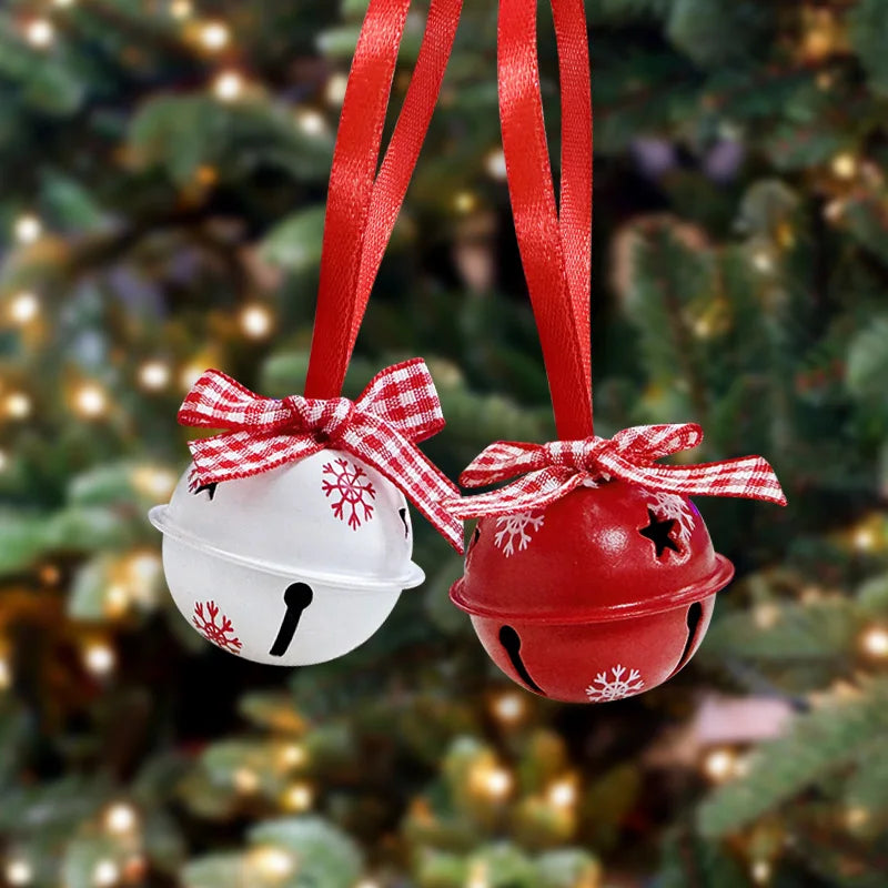 12Pcs Christmas Snowflake Jingle Bell Metal Ornaments Set Christmas Tree Ornaments Babs