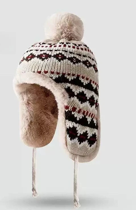 Women's Winter Knit Fleece Beanie with Ear Protection Winter Knit Hat Babs Khaki M 56-58CM