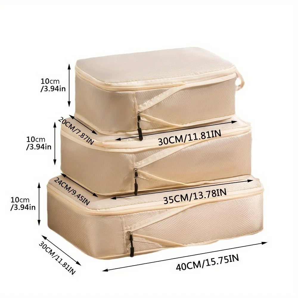 3-Piece Compression Packing Cubes – Travel Organizer & Toiletry Bag Travel Packing Cubes Babs