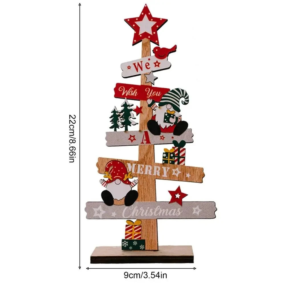 Wooden Christmas Tree Desktop Ornament & Santa Sign Plaque Christmas Desk Ornament Babs B as picture