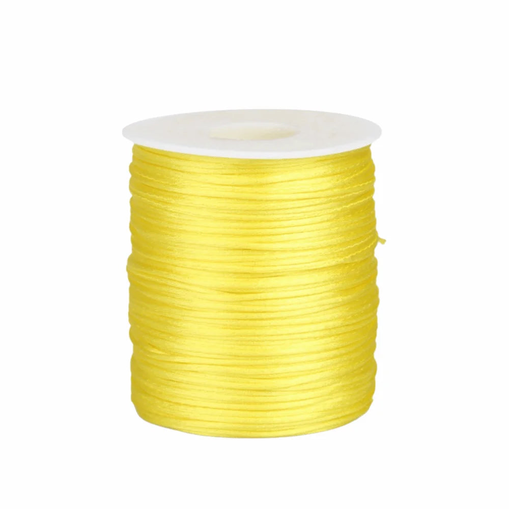 100m Satin Rattail Cord 1.5mm Braided Beading String for Crafts Craft Cord Babs Yellow