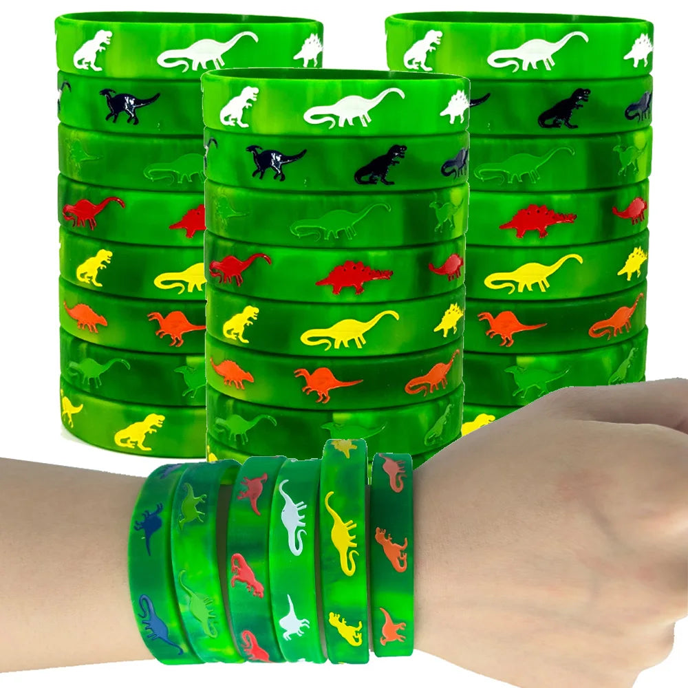 Dinosaur Silicone Wristbands – Dino Party Favors 6–36 Pcs Party Favor Wristbands Babs