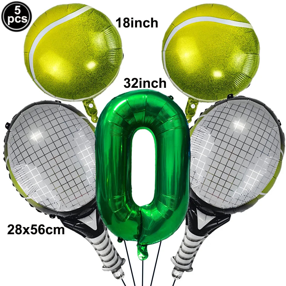Tennis Party Balloon Kit – 18" Tennis & Racket Foil Balloons Party Balloon Kit Babs Number 0 As picture show