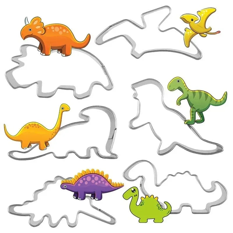 6-Piece Dinosaur Stainless Steel Cookie Cutters Baking Set Cookie Cutter Set Babs 6pcs set