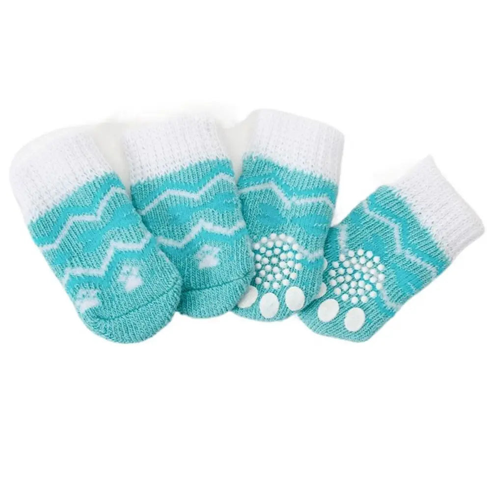 Cute Anti-Slip Pet Socks for Dogs & Cats – 4 Pack, S/M/L Pet Socks Babs ripple M