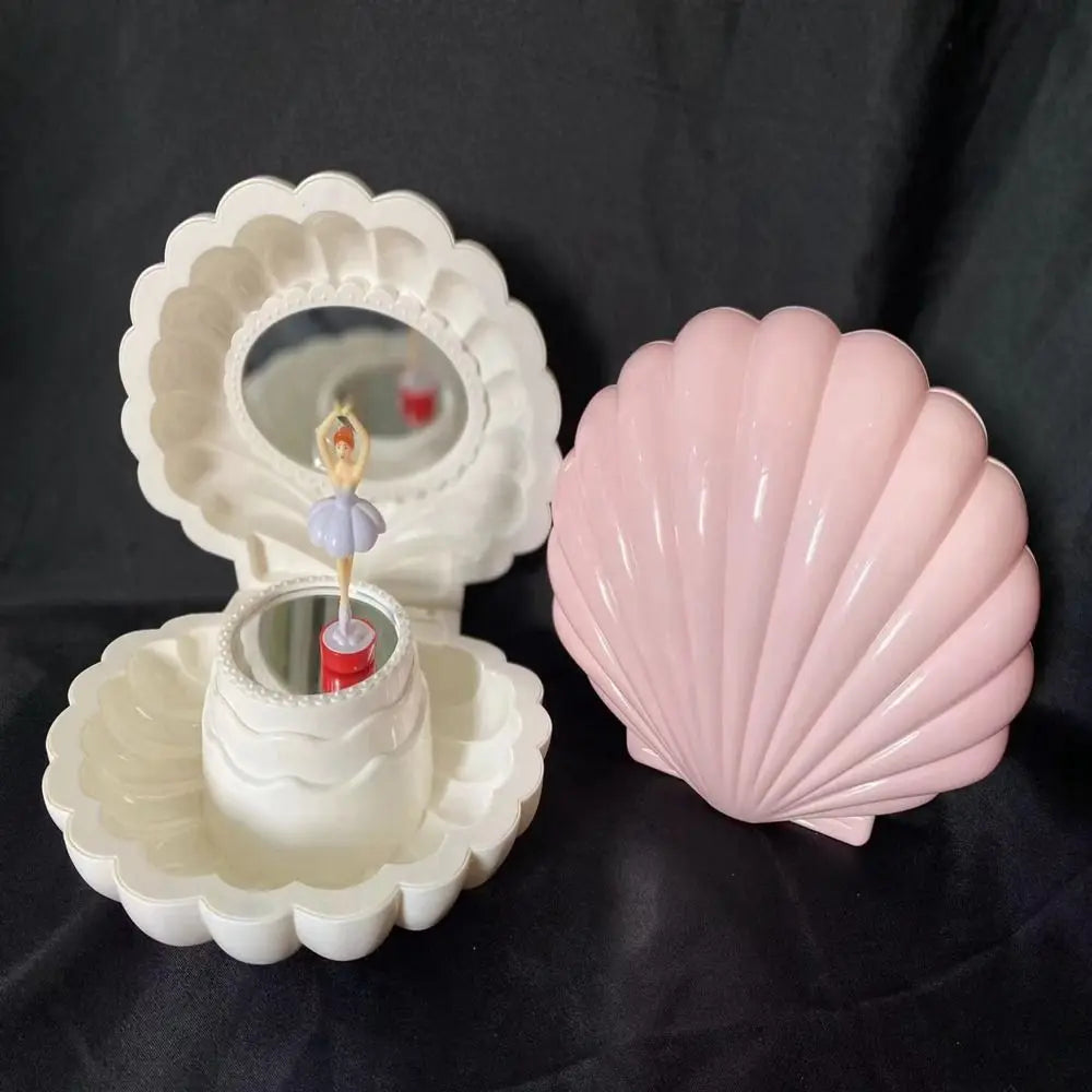 Shell Rotating Music Box – Dancing Girl Jewelry Box with Mirror Decorative Music Box Babs