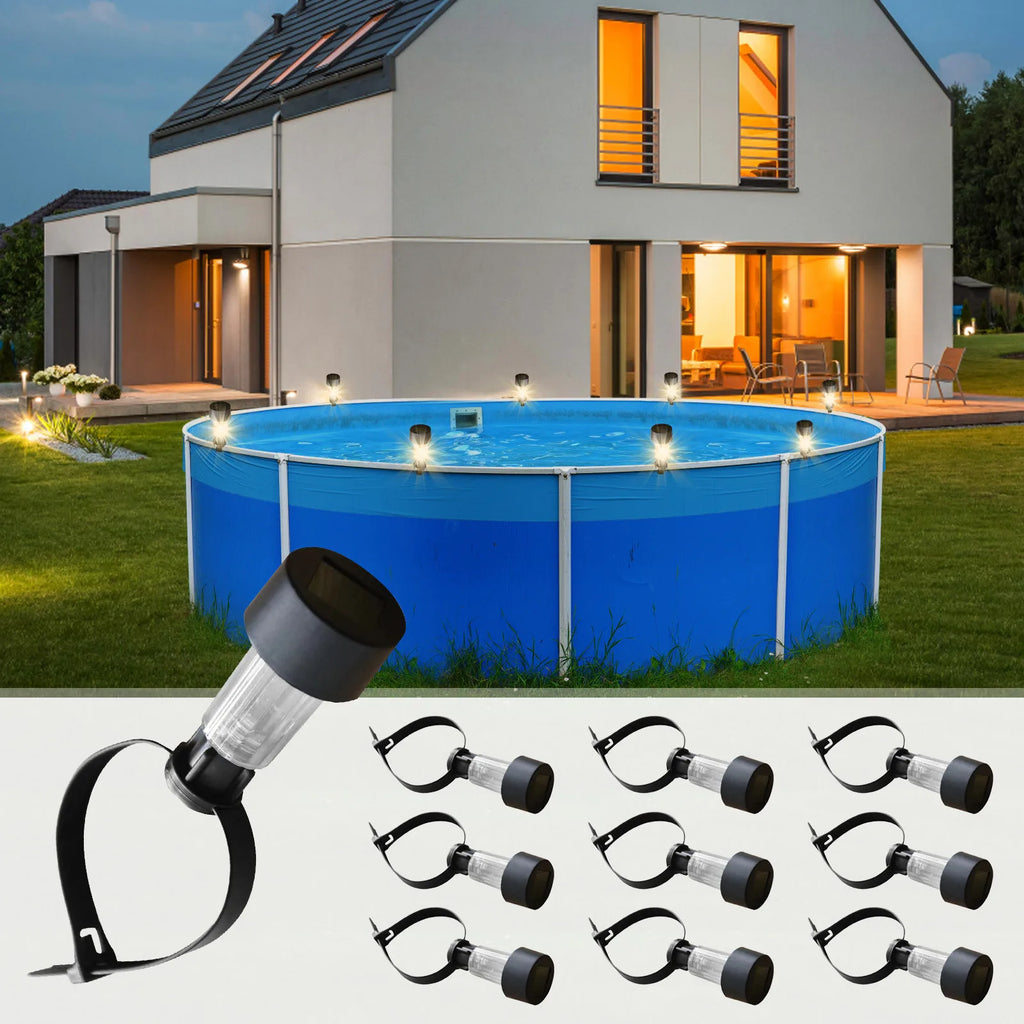 10-Pack Solar Pool Fence Lights – Waterproof LED IP44 Solar Pool Lights Babs