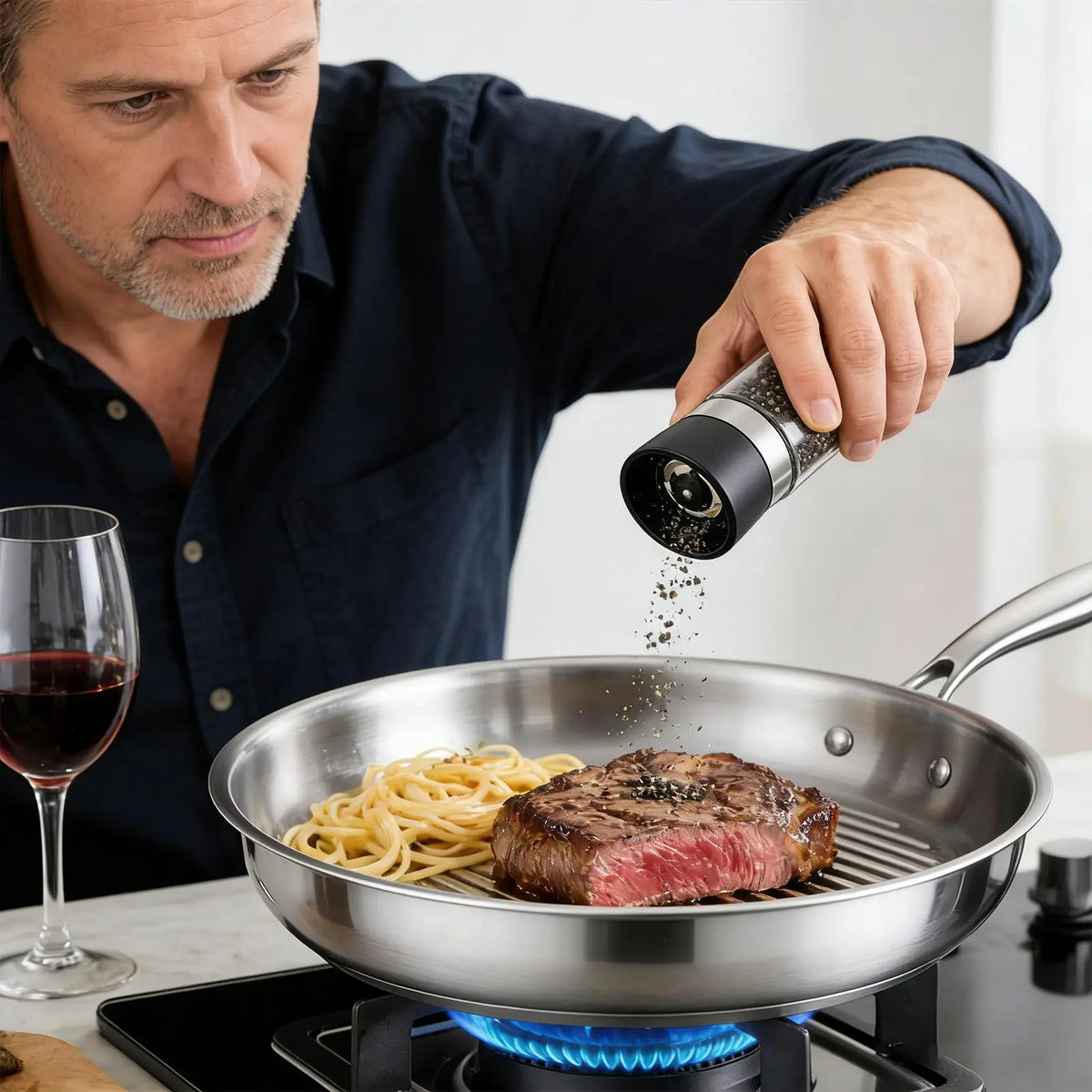 Titanium Non-Stick Frying Pan with Glass Lid – 26/28/30cm Titanium Frying Pan Babs
