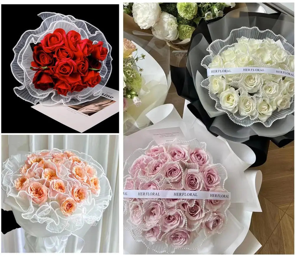2-Pack Pearl Wave Yarn Flower Wrapping Paper | Wedding & Party Floral Wrapping Paper Babs