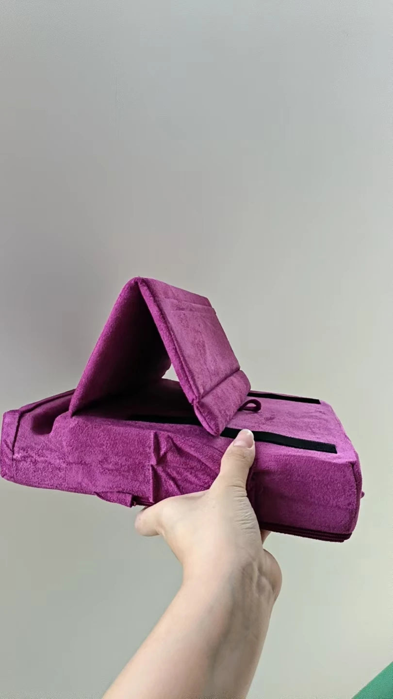 Foldable Tablet Pillow Stand for Lap, Bed & Desk with Pocket Tablet Pillow Stand Babs Red