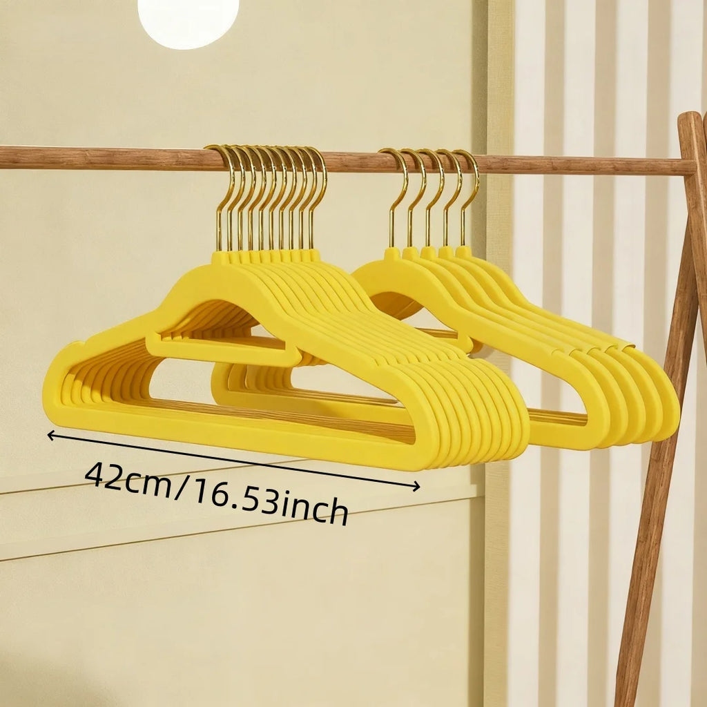 10-Pack Non-Slip Felt Suit Hangers | Ultra-Slim 360° Gold Hook Clothes Hangers Babs
