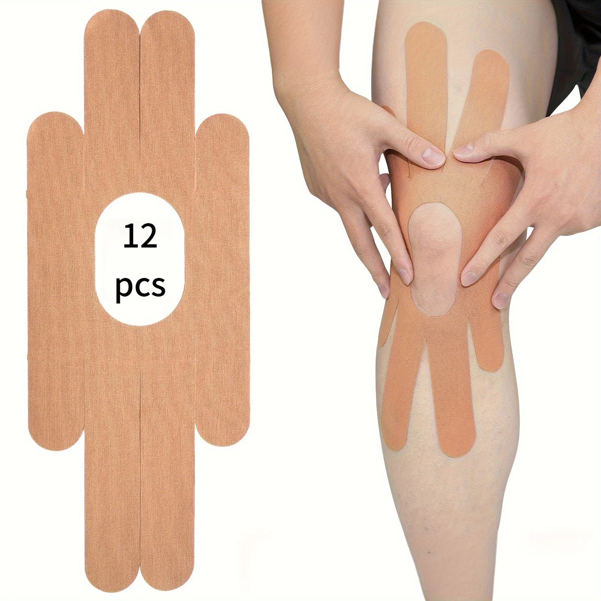 12-Piece K-Gel Knee Support Tape – Hiking & Running Knee Support Tape Babs Light beige