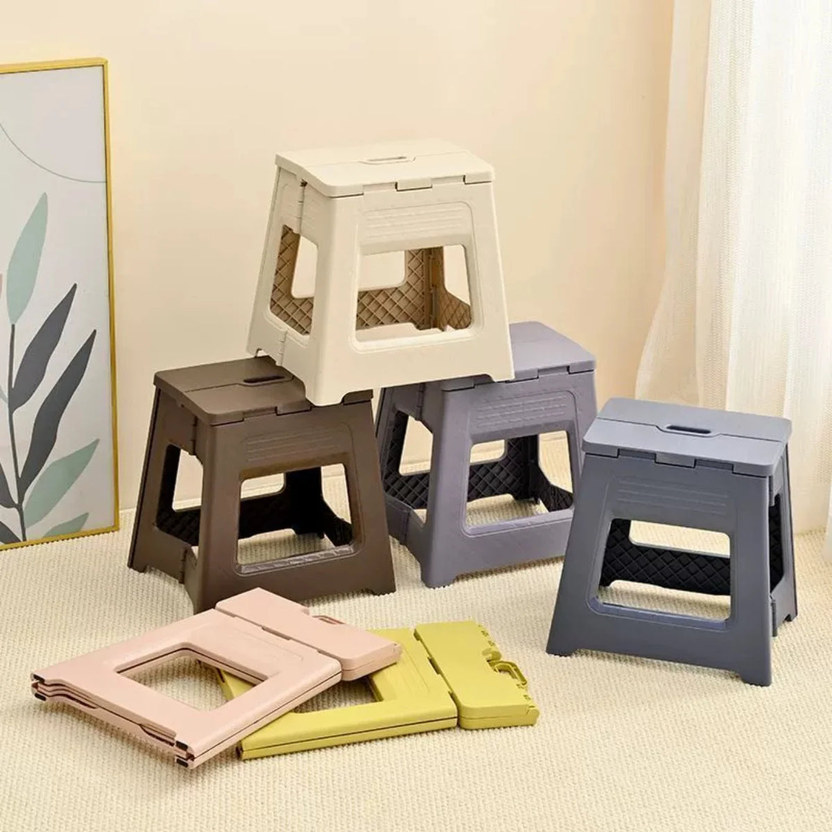 Folding Step Stool – Lightweight Non-Slip Plastic Stool for Home Folding Step Stool Babs