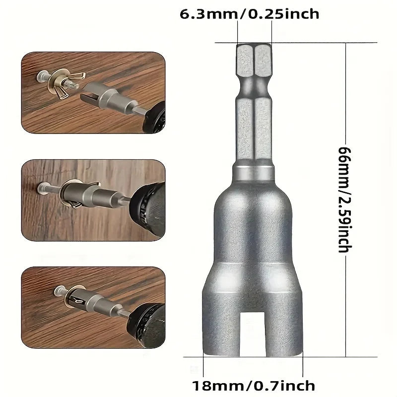 6.35mm Hex Socket Conversion Nut & Wing Bolt Wrench Adapter Socket Wrench Adapter Babs