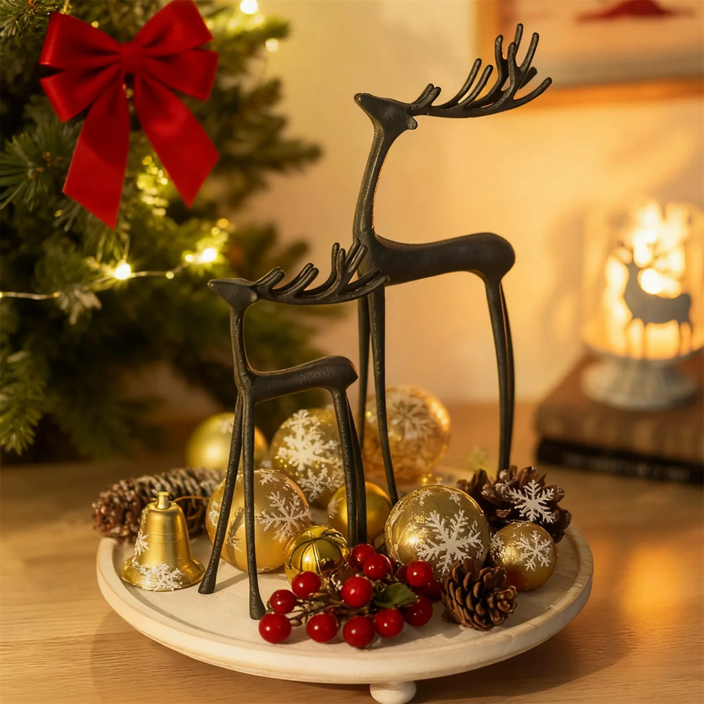 Black Reindeer Statue | Christmas Elk Sculpture Table Decor Christmas Figurine Babs