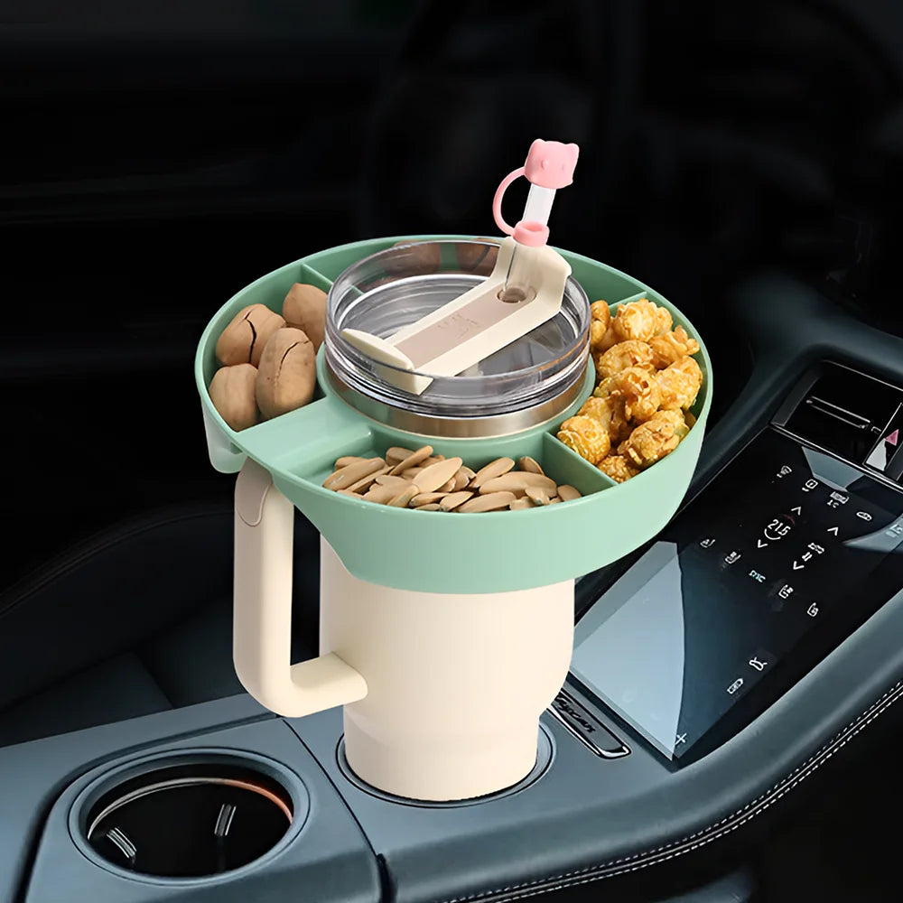 Snack Tray with Cup Holder – 4-Compartment Divided Platter Divided Snack Tray Babs