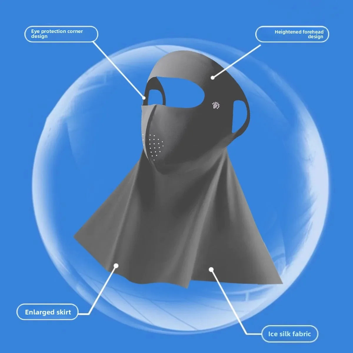 UPF50+ Ice Silk Sun Protection Mask & Neck Scarf – Anti-UV Sun Protection Mask Babs