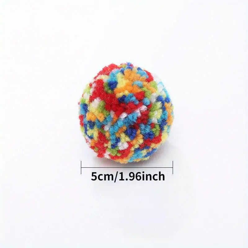 6-Pack Colorful Plush Wool Cat Toy Balls – 5cm Interactive Set Cat Toy Balls Babs