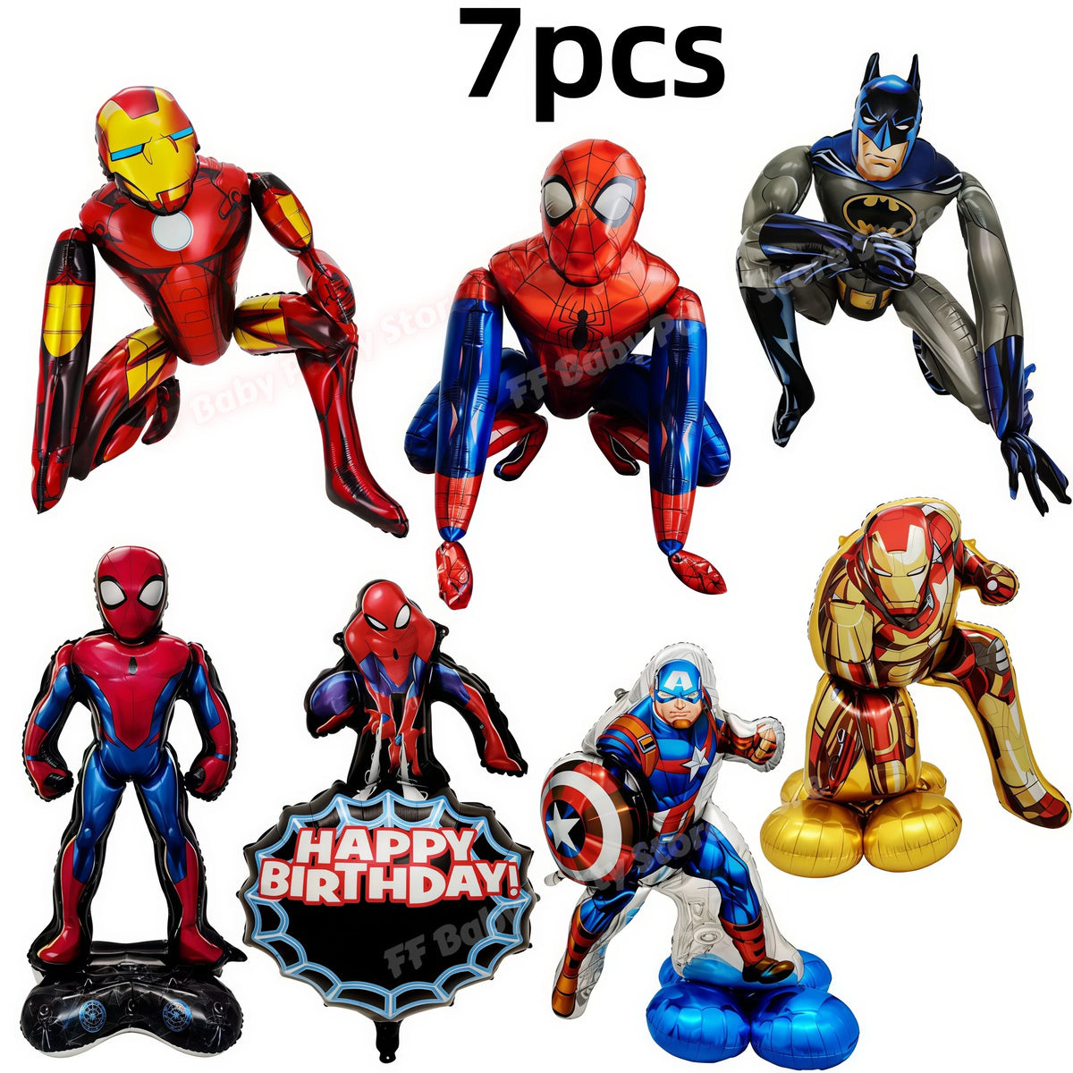 Spidey Giant Superhero Foil Balloons – Birthday Party Décor Foil Party Balloons Babs 7pcs
