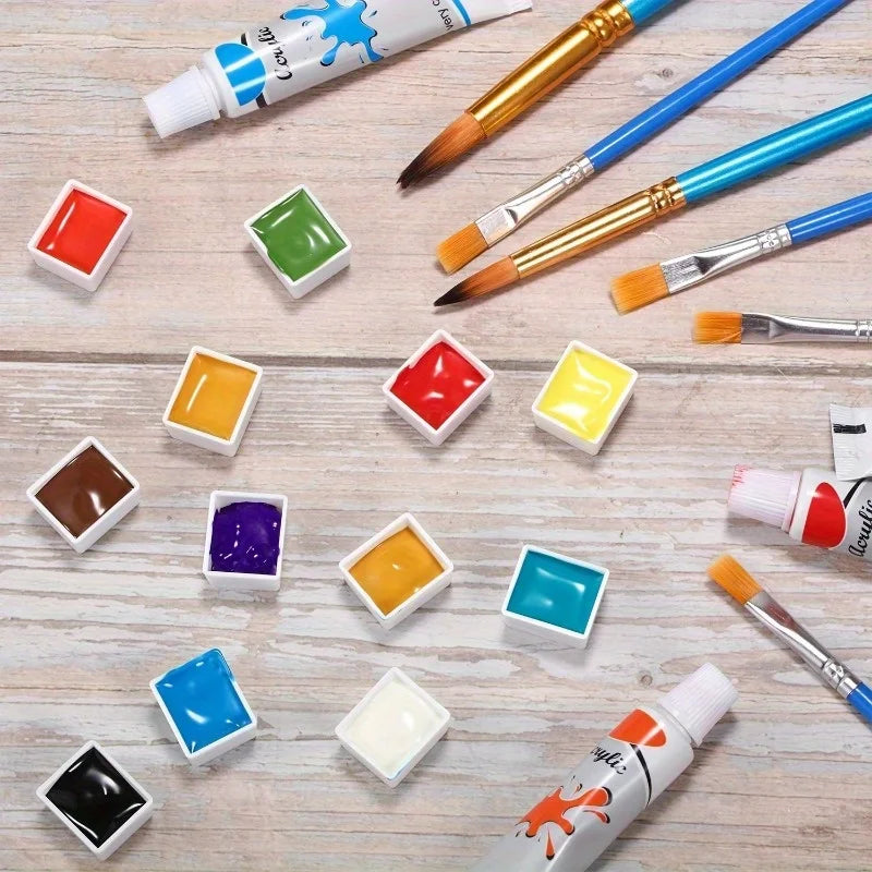 50pcs Empty Watercolor Half Pans – Plastic Paint Pans for Artists Watercolor Paint Pans Babs