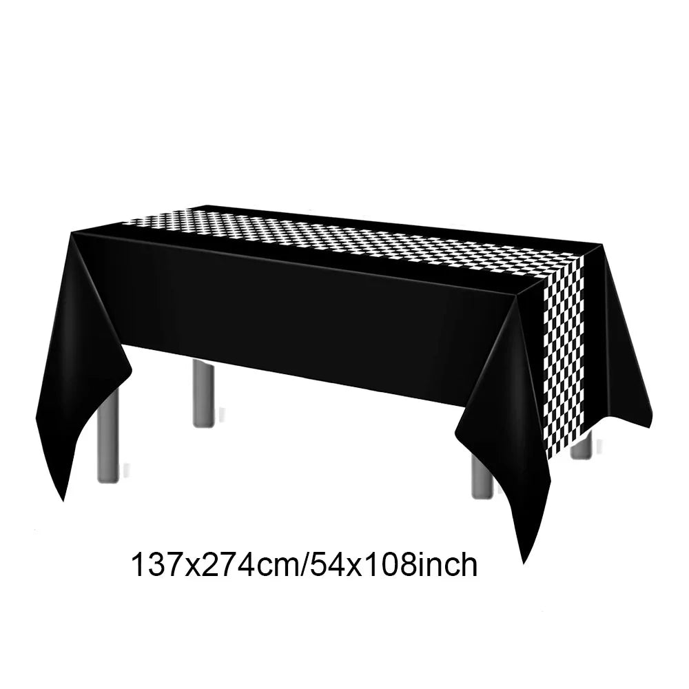 Black White Checkered Racing Table Runner – Party Decor Party Table Runner Babs tablecloth B as show