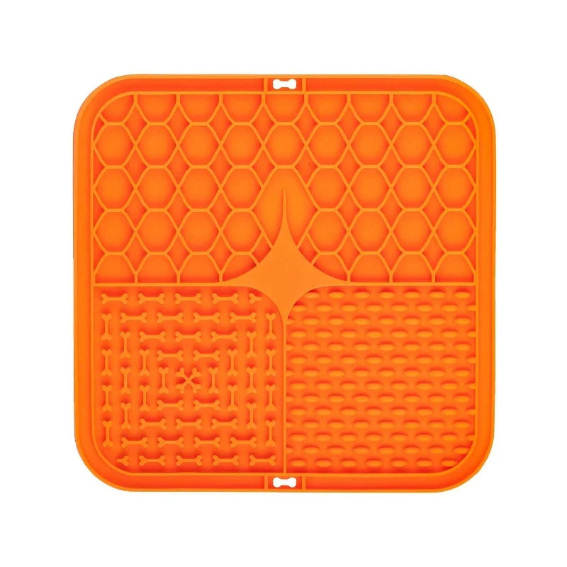 Dog Slow Feeder Lick Mat with Suction Cup – All Breeds Slow Feeder Lick Mat Babs Orange