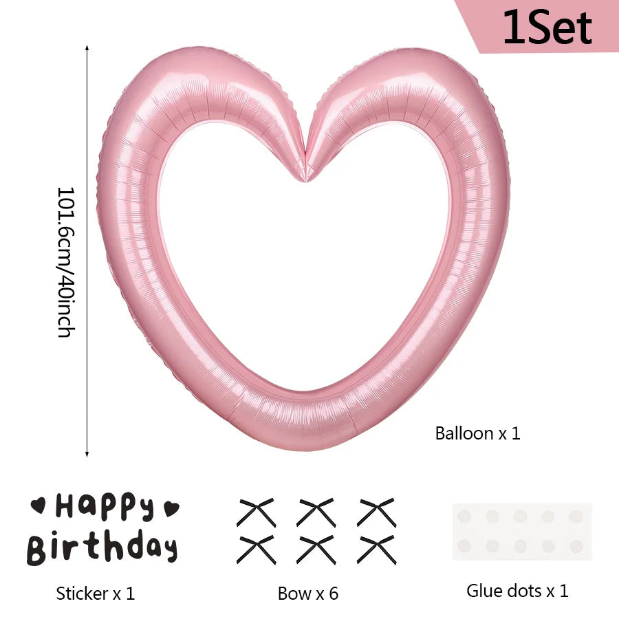 40" Heart Photo Frame Foil Balloon – Birthday & Party Décor Party Foil Balloon Babs