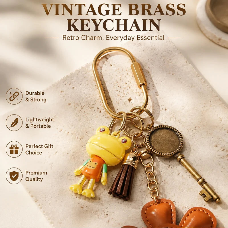 Minimalist Metal Key Ring – Vintage Drop U-Ring Brass Keychain Metal Keychain Babs