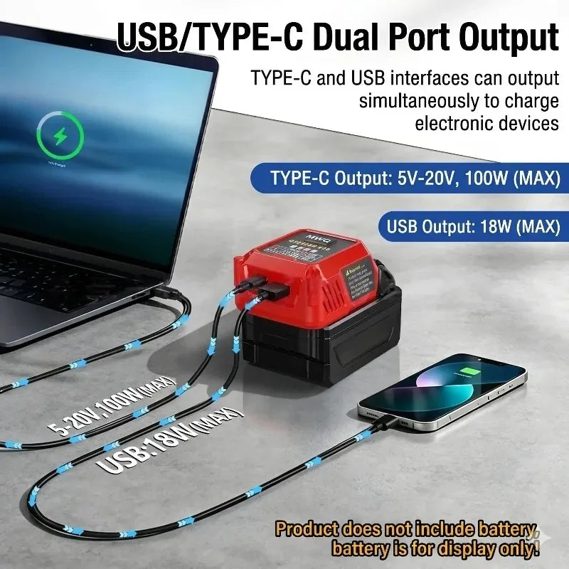 100W Portable Power Inverter Fast Charging Station 18V/20V USB-C Battery Charger Station Babs