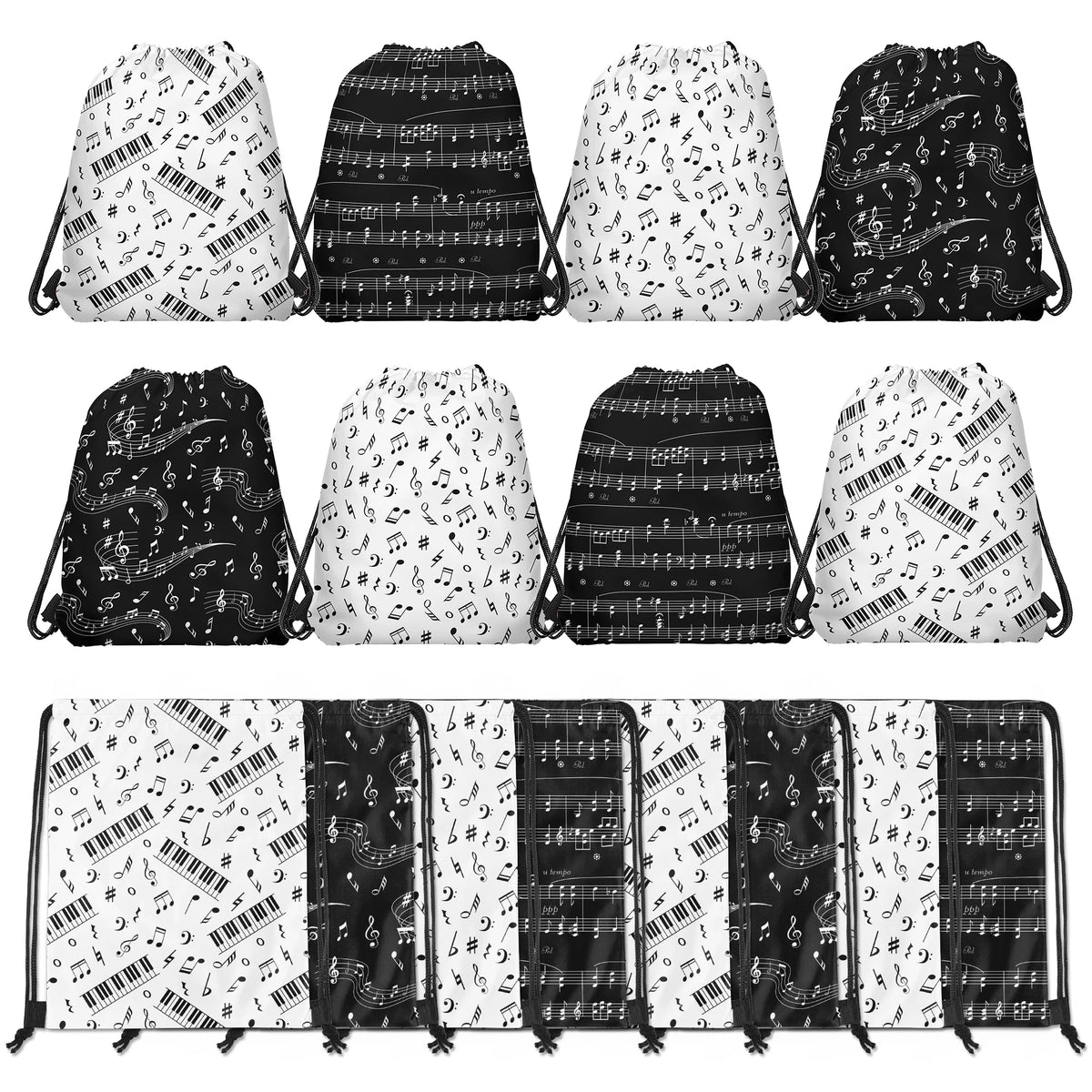 Piano Music Note Drawstring Party Gift Bags – 1/4/6 Pcs Set Party Gift Bags Babs