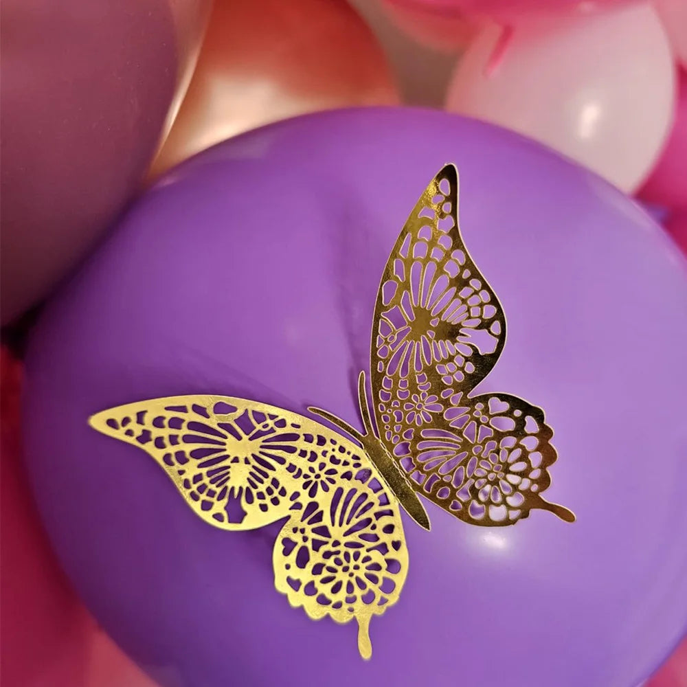 3D Gold Hollow Butterfly Wall Decor – Party & Wedding (12-48pcs) Party Wall Decorations Babs
