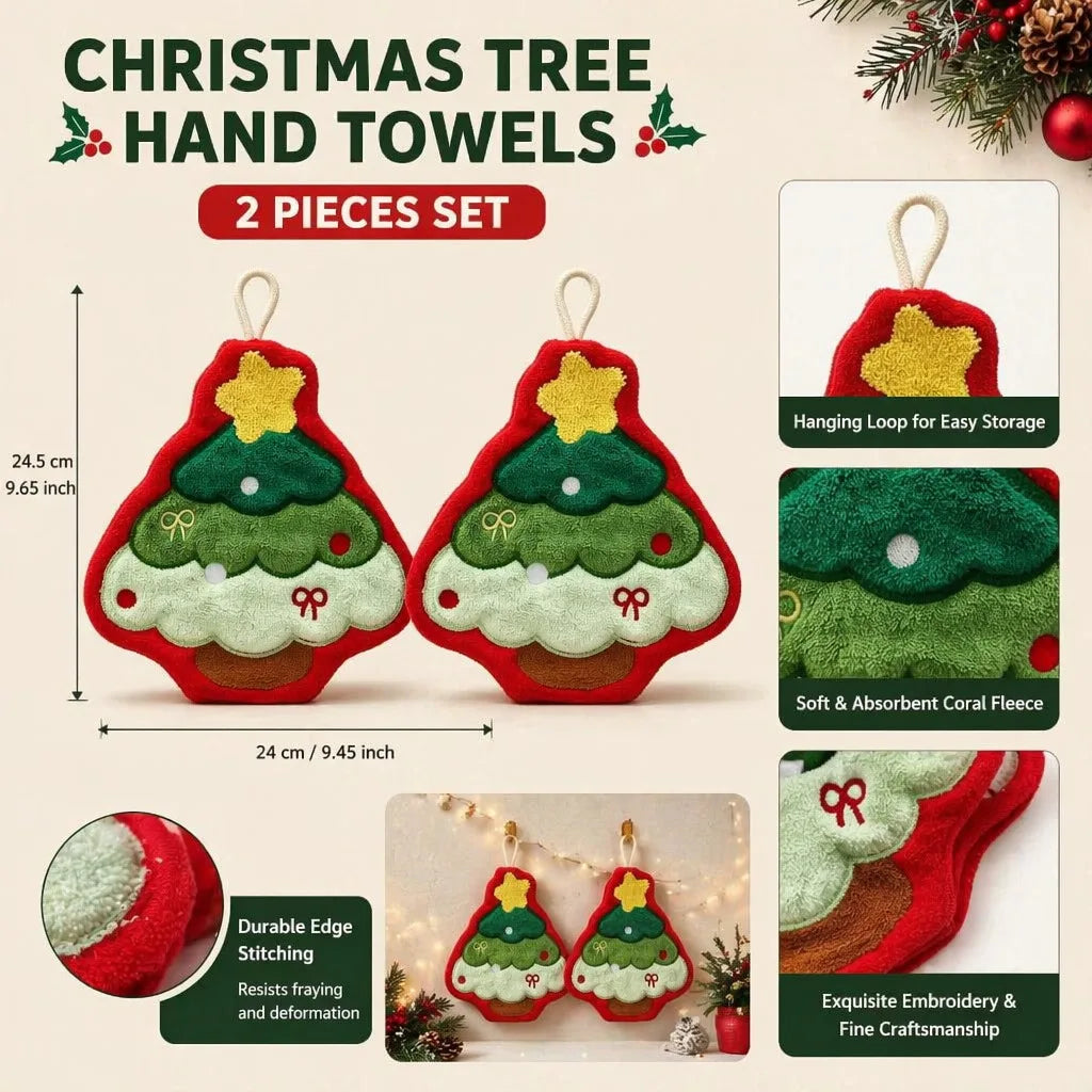 Christmas Hanging Hand Towels – Santa & Gingerbread Decor Holiday Hand Towels Babs