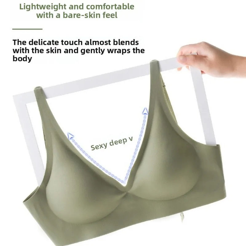 Ice Silk Leopard Deep V Seamless Wireless Bra | Wire-Free Seamless Wireless Bra Babs