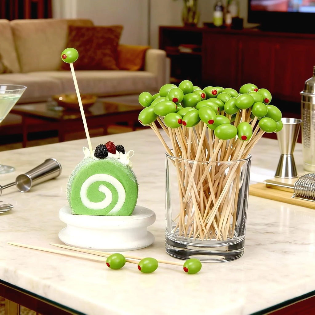 3D Olive Bamboo Cocktail Picks – Party & BBQ Toothpicks Cocktail Party Picks Babs