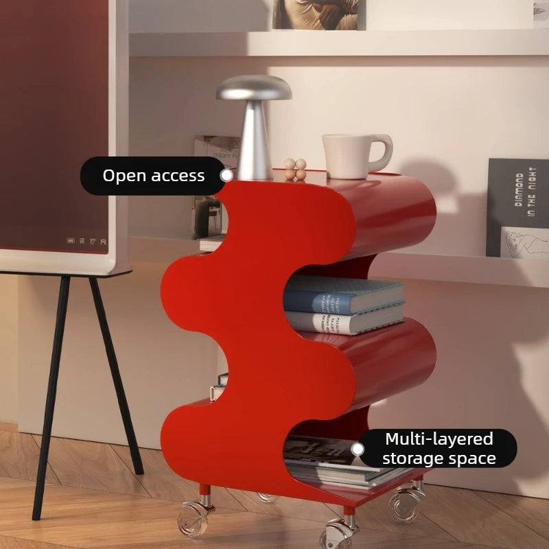 Movable Coffee Table with Storage & Rollers – Modern Side Table Rolling Side Table Babs